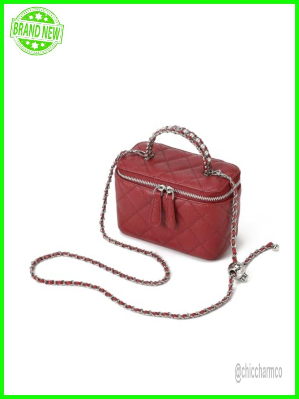 Quilted Suede-Look Crossbody Bag Pearl Chain Top Handle Mini Purse